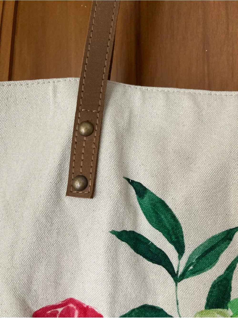 Cott n Curls / Canvas tote with flowers painted on front